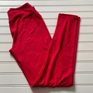 LuLaRoe OS Solid Leggings Red NEW